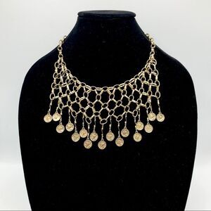 Erica Lyons Necklace Coin Chain Mesh Linked Chain Statement Gold Tone